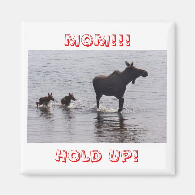 Vänta! Moose Frig Magnets Magnet (Framsidan)