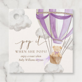 Vänta Nalle Lilac poppar det när hon slår. Gåvor Etiketter