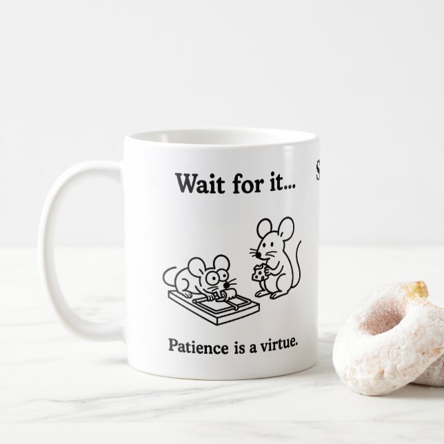 Vänta på det möss kaffemugg (Med munk)