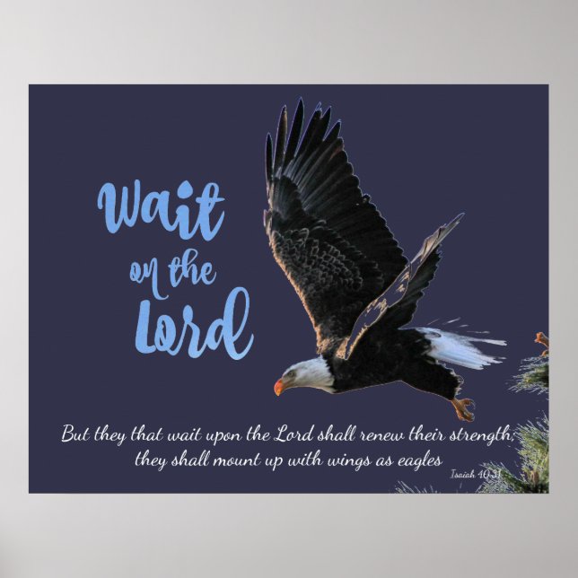 Vänta på Herren, Eagles Bible Verse Poster (Framsidan)