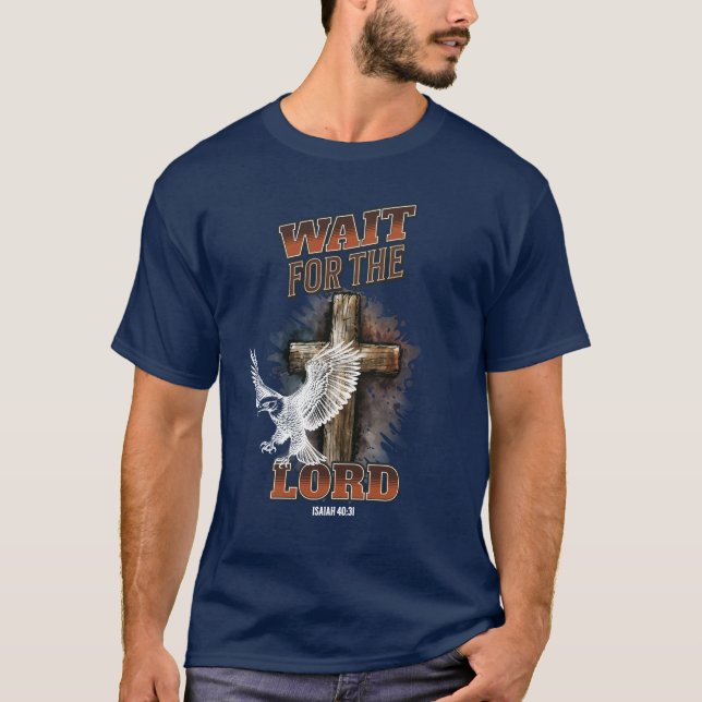 Vänta på Herren Jesaja 40:31 T-Shirt (Framsida)