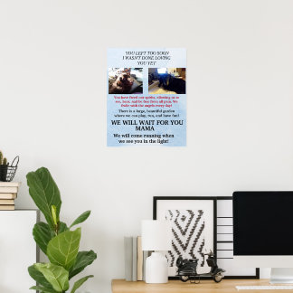 Vänta på mamma i himmelblått 2 bilder poster