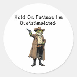 vänta på överstimulerad partner runt klistermärke