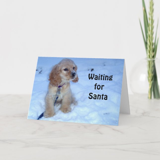 VÄNTA PÅ SANTA-SNOWBOUND COCKER SPANIEL PVERY HELGKORT (Framsida)