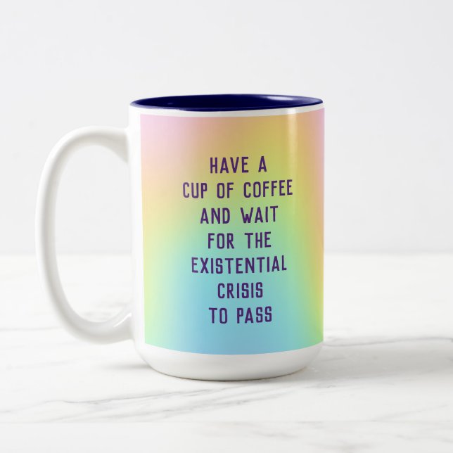 "Vänta tills den nuvarande krisen har passerat" tv Två-Tonad Mugg (Vänster)