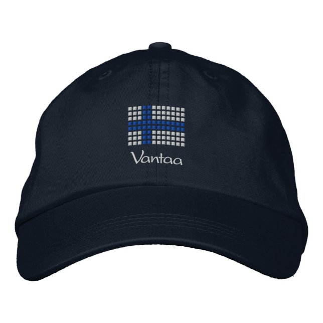 Vantaa hattu - Finska Flagga Hat Broderad Keps (Framsida)