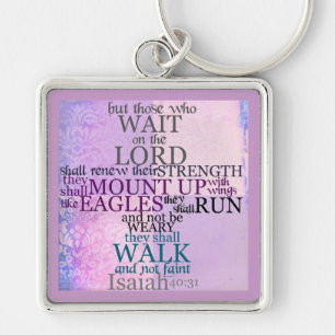 Väntan på 40:31 Keychain för Lord Scripture Isa Fyrkantig Silverfärgad Nyckelring