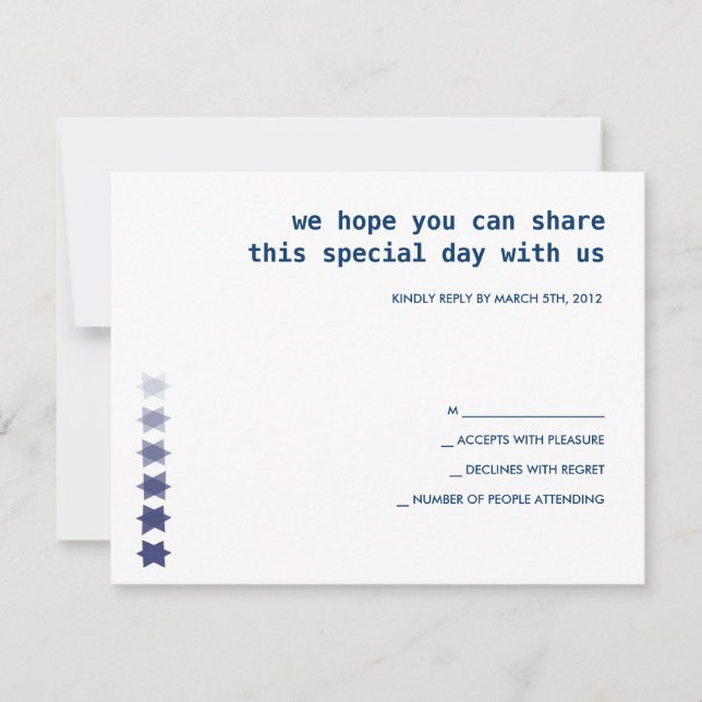 Väntande Bat mitzvah STARS-svarskort Pub OSA Kort (Framsida)