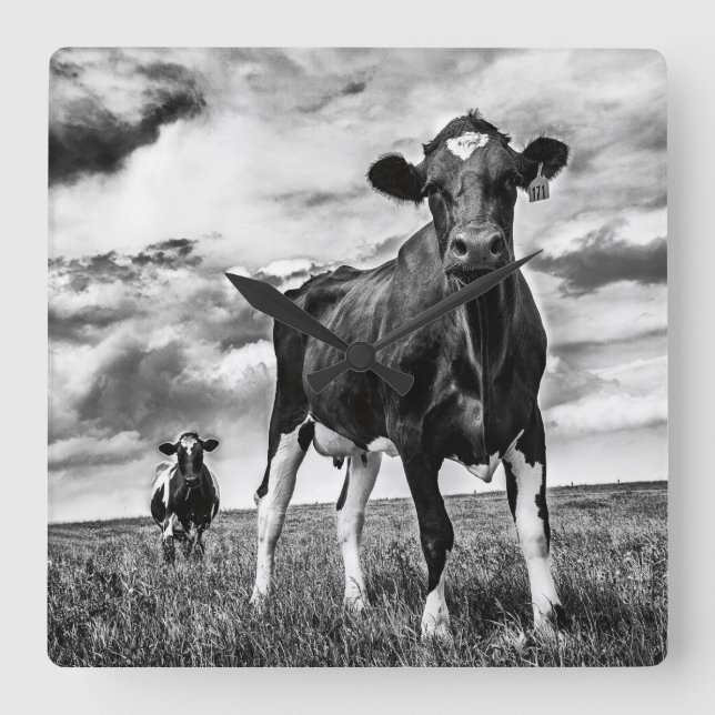 Väntande BW-skörd Fyrkantig Klocka (Framsida)