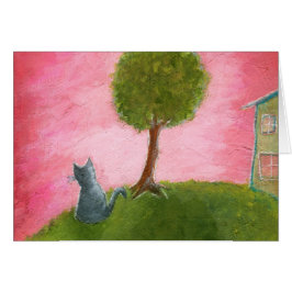 Väntande fest hänger lös, nyckfull kattungekonst OBS kort