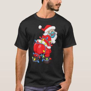 Väntande Jultomten i Mask Julgran Ljus T Shirt