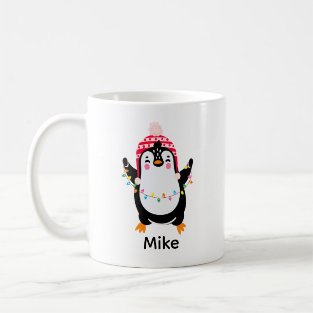 Väntande Penguin med Ljus jul Kaffemugg (Vänster)