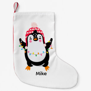 Väntande Penguin med Ljus jul Liten Julstrumpa