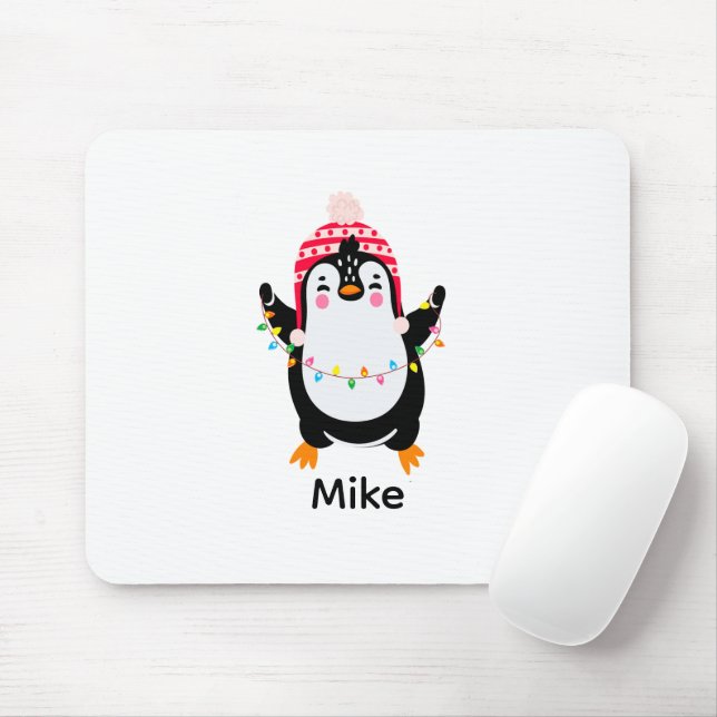 Väntande Penguin med Ljus jul Musmatta (Med mus)