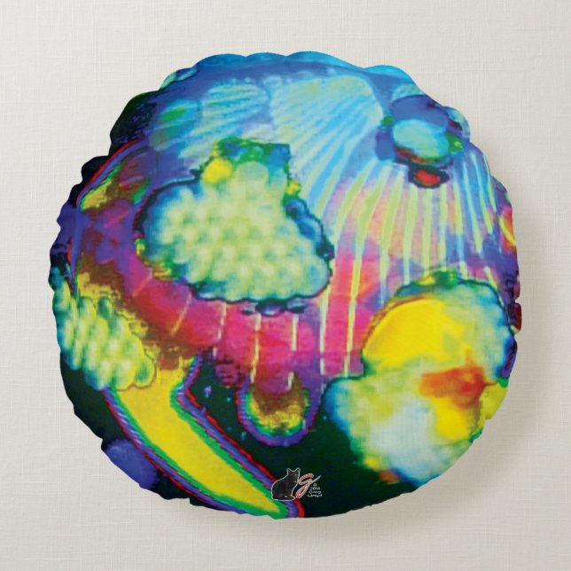 Väntande slumrar rund kudde (Framsidan)