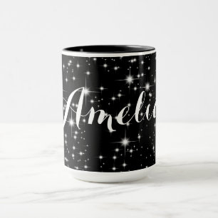 Väntande stjärnor på svart mugg