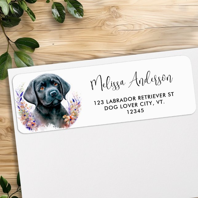 Väntande Vår - Labrador Puppy - Svart lab Returadress Etikett (Skapare uppladdad)