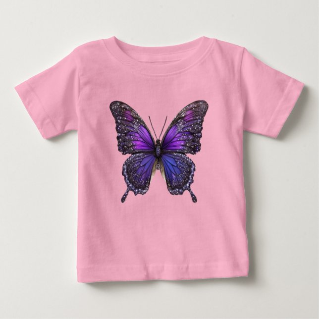 Väntande Vingar: Lila Gnistra Butterfly T Shirt (Framsida)