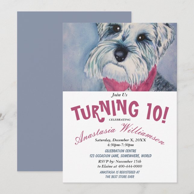 VÄNTAR 10 FÖDELSEDAGSFESTER INBJUDAN (Fram/baksida)