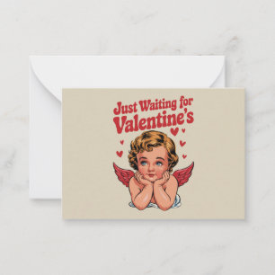 Väntar bara på Alla hjärtans dags Retro Baby Cupid Anteckningskort