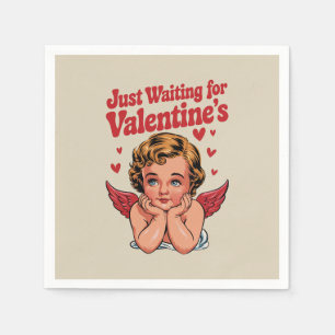 Väntar bara på Alla Hjärtans Dags Retro Baby Cupid Pappersservett