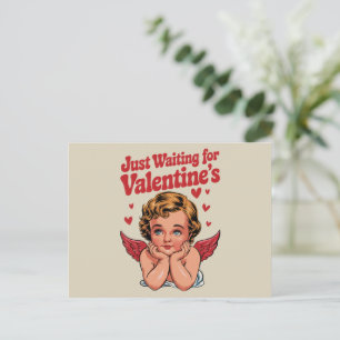 Väntar bara på Alla Hjärtans Dags Retro Baby Cupid Vykort