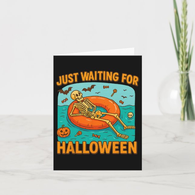Väntar bara på att Halloween Funny Skeleton Flyter Kort (Framsida)