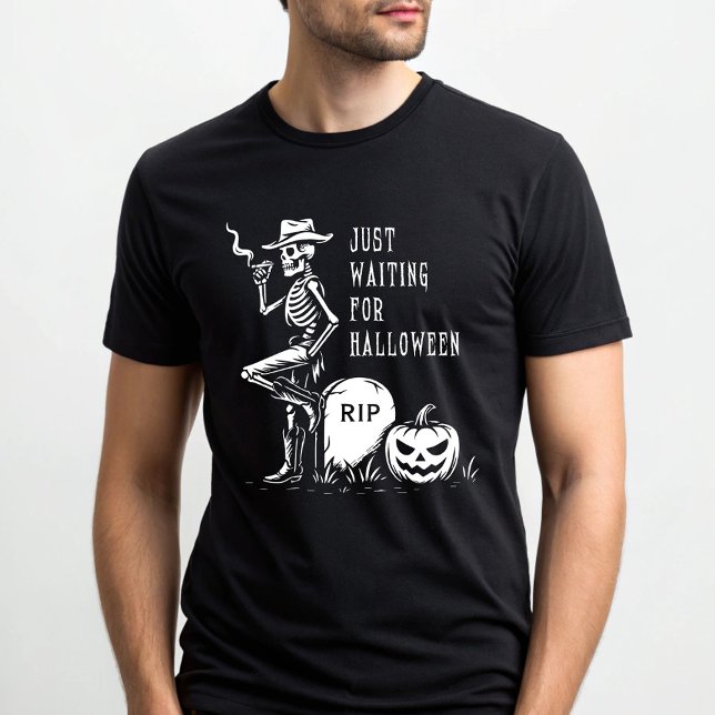 Väntar bara på Halloween Cowboy Skeleton T Shirt (Skapare uppladdad)