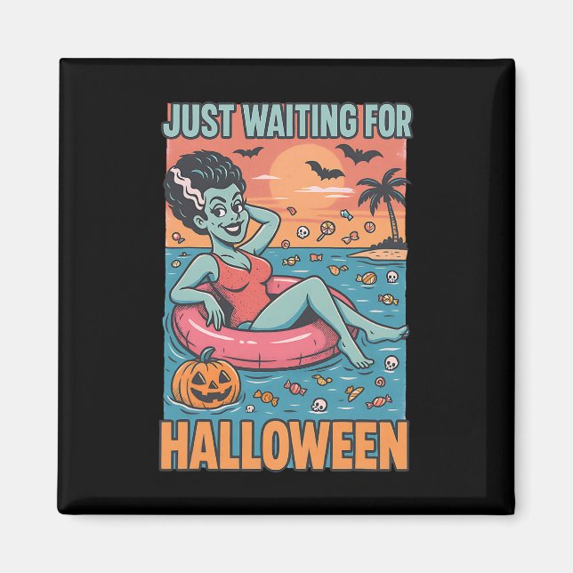 Väntar bara på Halloween Frankensteins Bride Magnet (Framsidan)