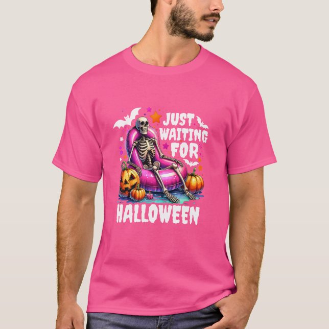 Väntar bara på Halloween Funny Skeleton Spooky M T Shirt (Framsida)