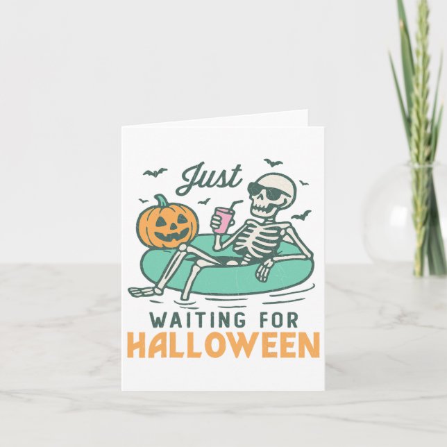 Väntar bara på Halloween Funny Skeleton Spooky S Kort (Framsida)