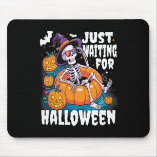Väntar bara på Halloween Funny Skeleton Spooky S Musmatta