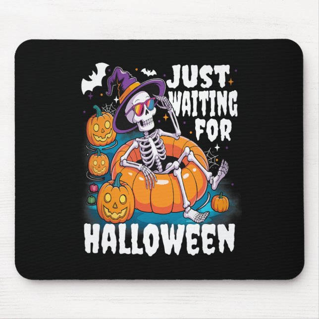 Väntar bara på Halloween Funny Skeleton Spooky S Musmatta (Framsidan)
