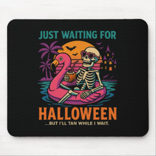 Väntar bara på Halloween Funny Skeleton Tee Musmatta
