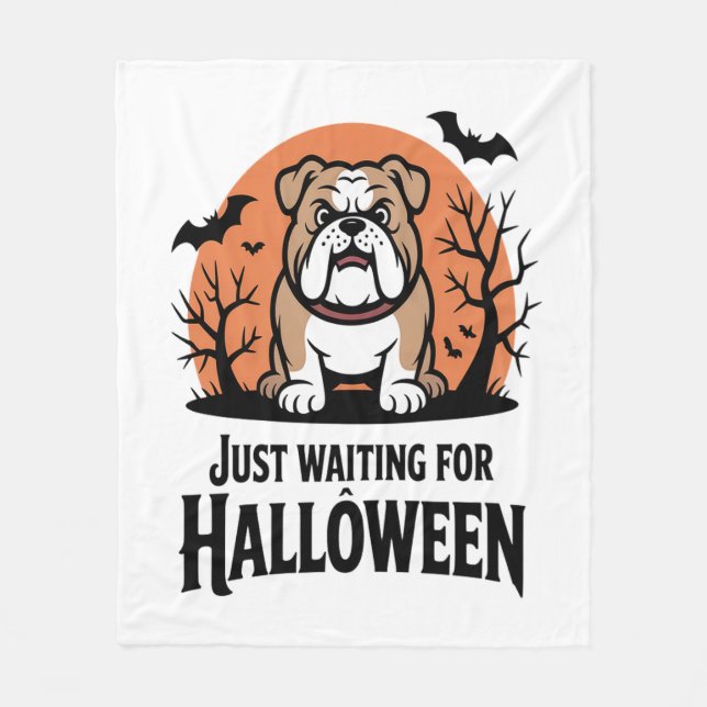 Väntar bara på Halloween Hund Fleecefilt (Framsidan)