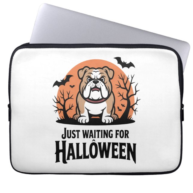 Väntar bara på Halloween Hund Laptop Fodral (Framsidan)