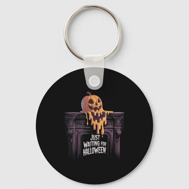 Väntar bara på Halloween Jack o lantern Hallowee Nyckelring (Framsida)