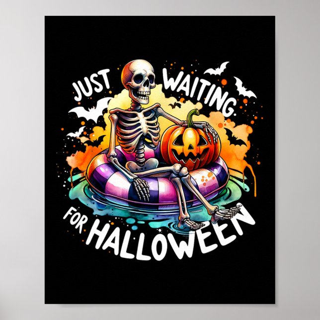 Väntar bara på Halloween Jack o lantern Skeleton Poster (Framsidan)