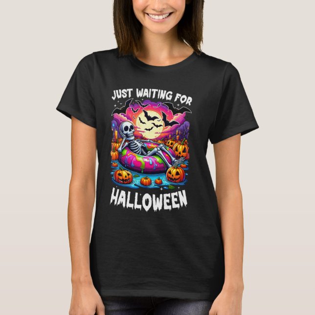 Väntar bara på Halloween Jack o lantern Skeleton T Shirt (Framsida)