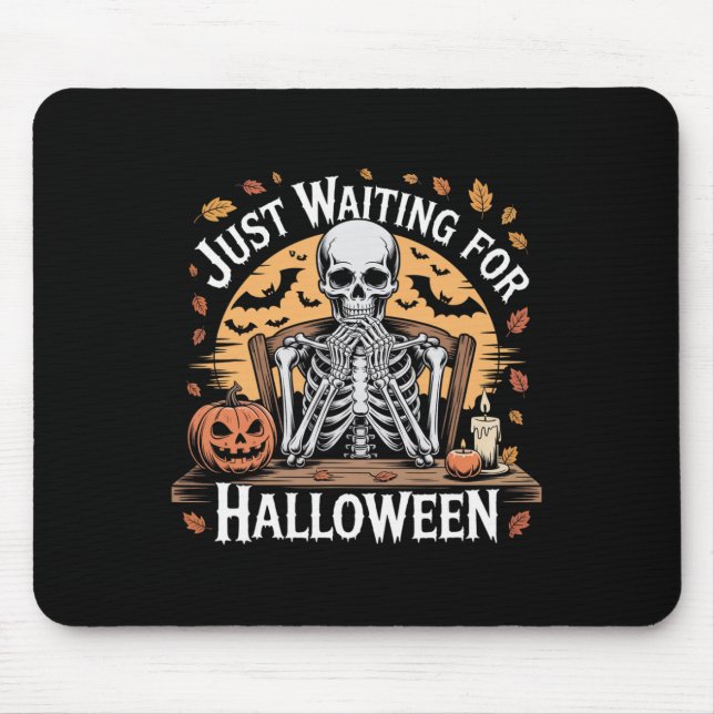 Väntar bara på Halloween Skeleton Coffee Spooky Musmatta (Framsidan)
