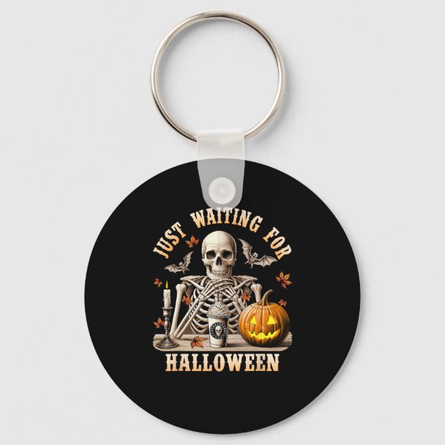 Väntar bara på Halloween Skeleton Coffee Spooky Nyckelring (Framsida)
