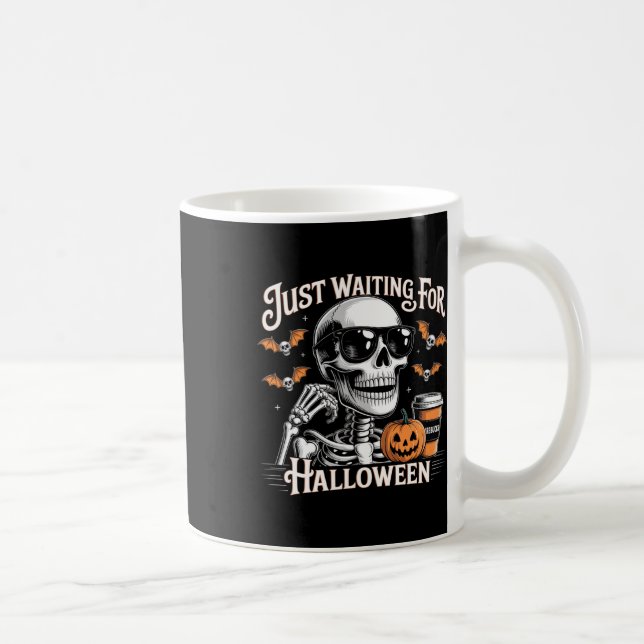 Väntar bara på Halloween Skeleton-kaffets Jack ell Kaffemugg (Höger)