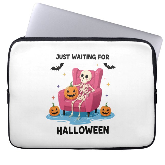 Väntar bara på Halloween Skeleton Laptop Fodral (Framsidan)