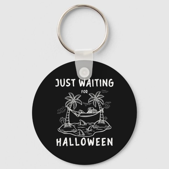 Väntar bara på Halloween Skeleton Spooky Vibe Fu Nyckelring (Framsida)