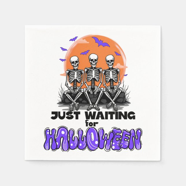 Väntar bara på Halloween, Spooky Cute Skeleton Pappersservett (Framsidan)