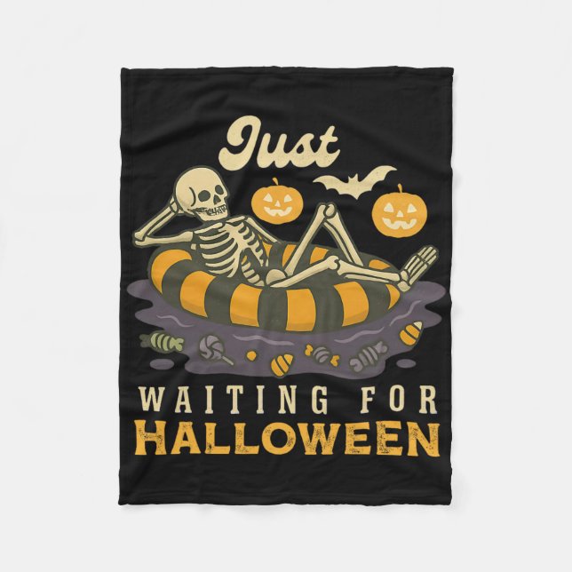 Väntar bara på Halloween Spooky Skeleton Trick O Fleecefilt (Framsidan)