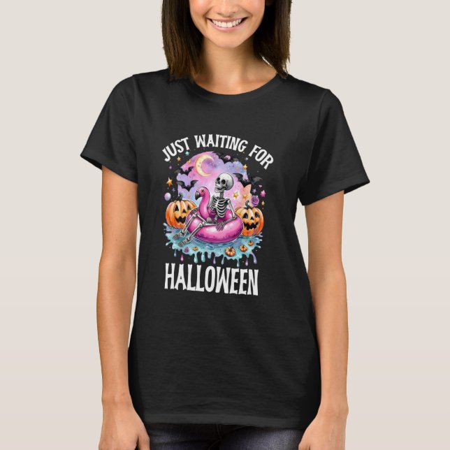 Väntar bara på Halloween-taloky Skeleton Jack O T Shirt (Framsida)