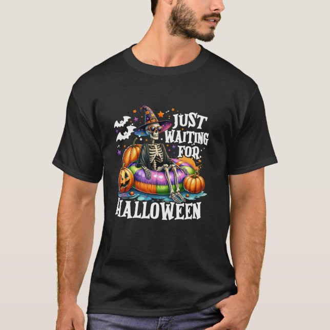 Väntar bara på Halloween Witch Skeleton Jack O L T Shirt (Framsida)