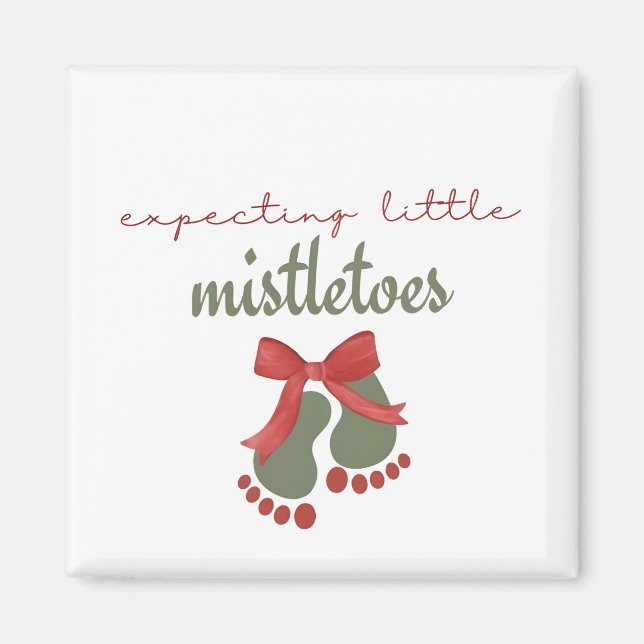 Väntar en liten mistel jul jul graviditet magnet (Framsidan)