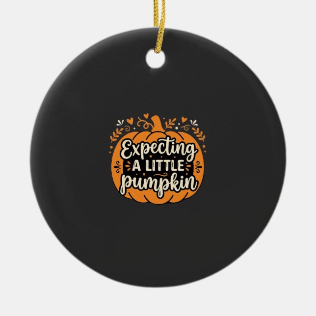 Väntar en liten pumpa Halloween graviditet Des Julgransprydnad Keramik (Framsidan)